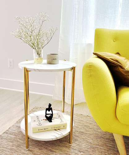 Round end table with - table, faux