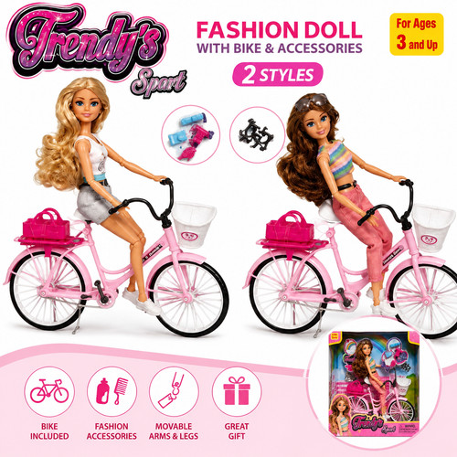 Fashion doll with bicycle - fashion,