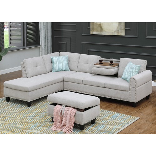 Fabric sectional shaped sofa - fabric, l-shaped