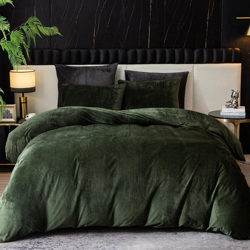 Dark green velvet duvet - velvet,