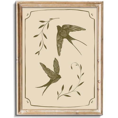 Vintage swallow wall art - vintage, cute