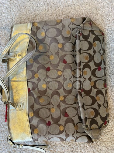 Coach gold leather signature - leather,