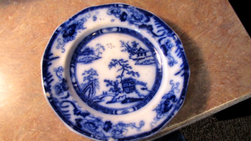 Antique flow blue - blue, dessert