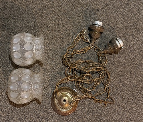 Vtg double chandelier glass - vtg,