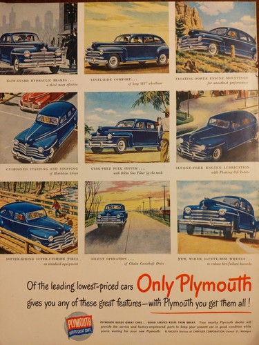 1948 vintage plymouth - plymouth, print