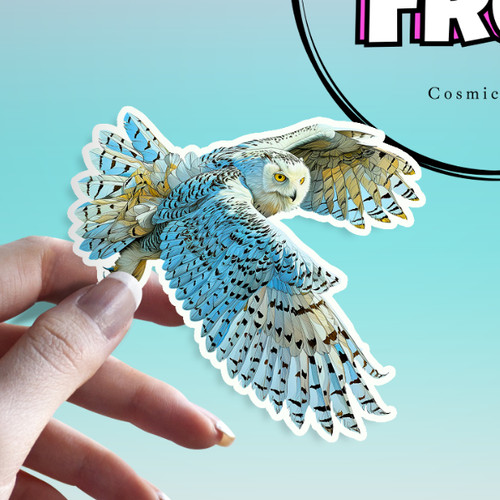 Snowy owl sticker flying - snowy,