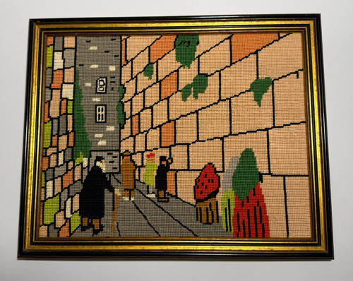 Vintage judaica needlepoint - judaica,