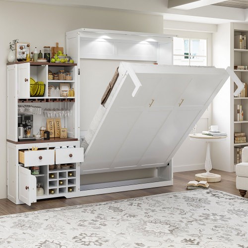 Queen size murphy bed wood - size,