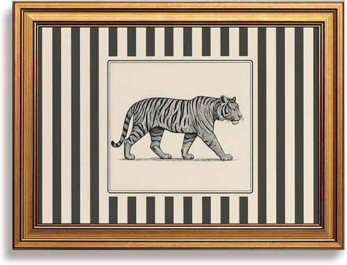 Tiger wall art vintage gold - tiger,
