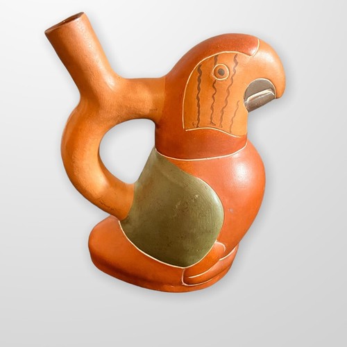 Ceramic parrot vessel - vessel, peru