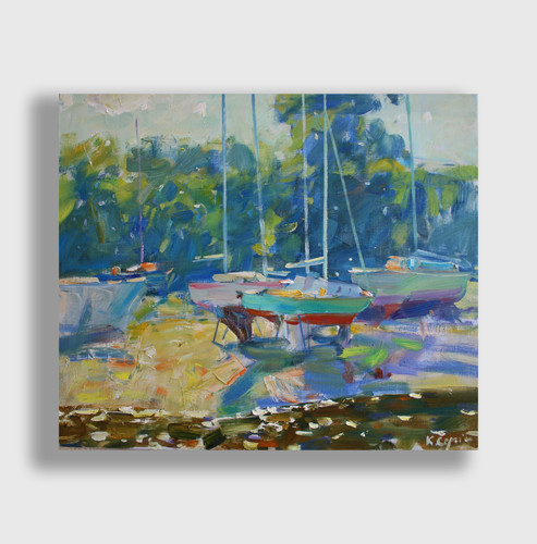 Oil painting yacht ukrainian - oil,