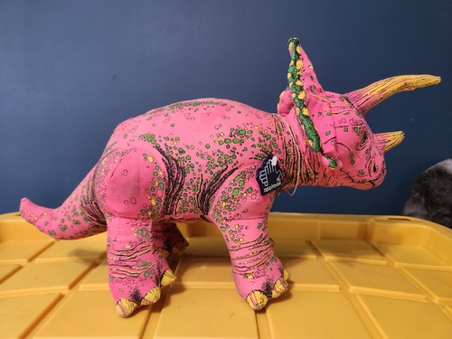 Vintage plush pink dinosaur - plush,