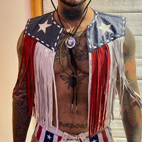 American flag fringes leather - american,