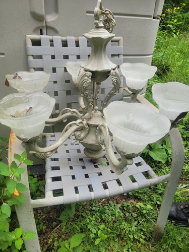 Antique cast aluminum chandler - antique,