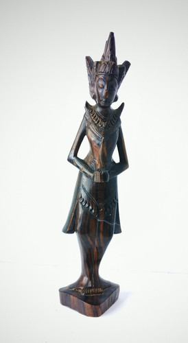 Vintage hand carved dark wood - dark,