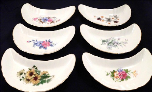 Six cresent floral - six, dishes