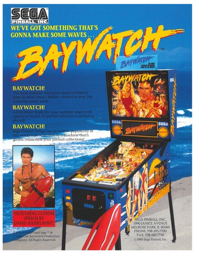 Baywatch sega pinball - sega, /