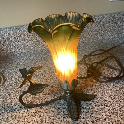 Vintage brass hummingbird lamp - vintage,