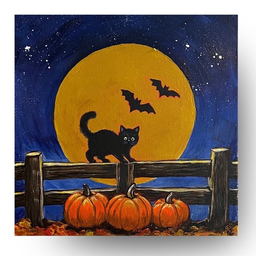 Halloween black cat bats full - halloween,
