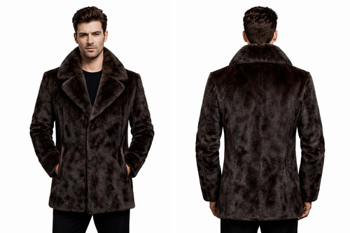 Men real brown mink fur - mink,