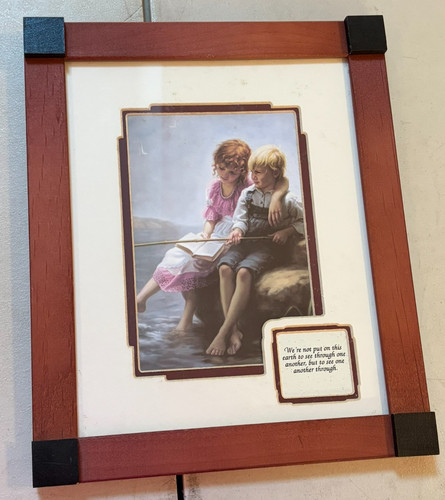 Framed picture boy girl - framed,