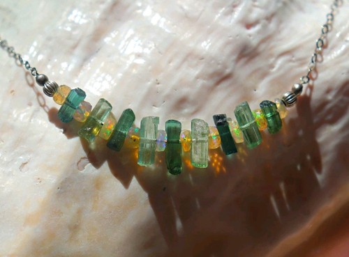 Raw blue tourmaline crystal - blue,