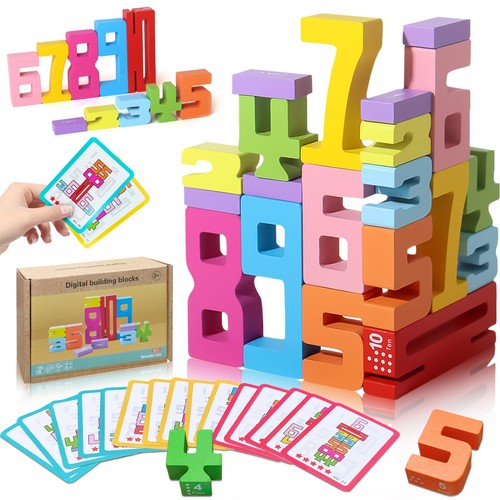 Wooden number building - wooden, blocks