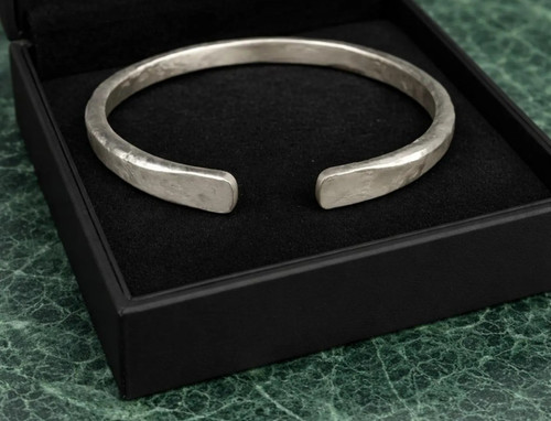 Thick heavy silver bangle - thick,