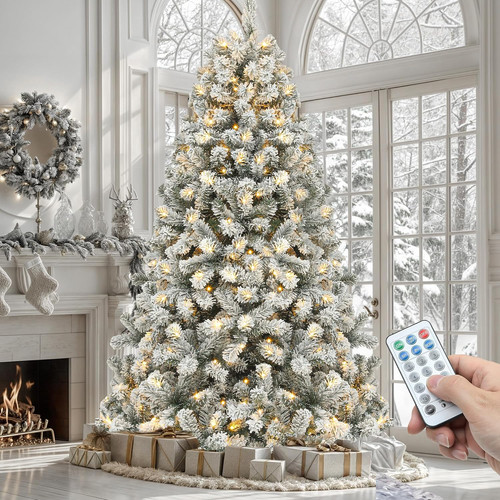 Prelit snow flocked artificial - snow,