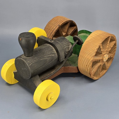 Wood toy steam tractor - toy,