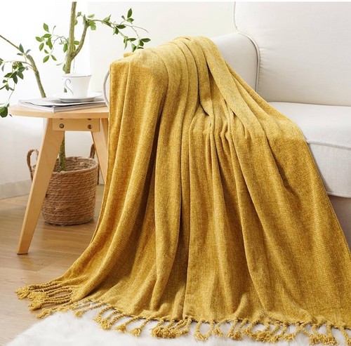 Mustard yellow throw blanket - mustard,
