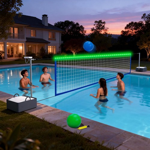 Pool volleyball net set - set, w/