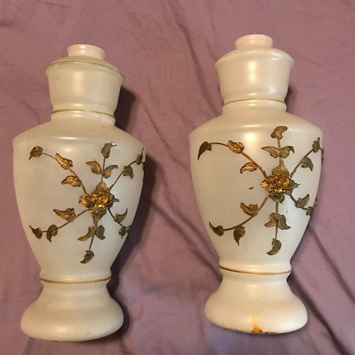 Pair vtg frosted white - 12",