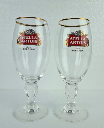 Stella artois gold rim beer - stella,