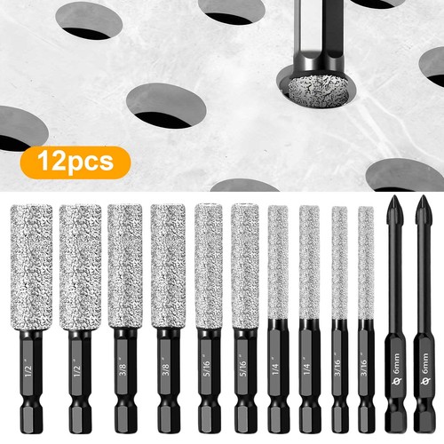 12x diamond drill bit set - drill, dry