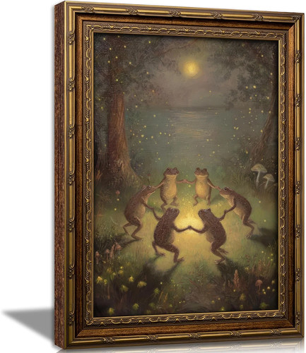 Vintage gold framed frog - vintage,