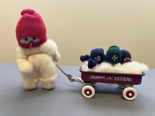 Vintage snowman radio flyer - snowman,