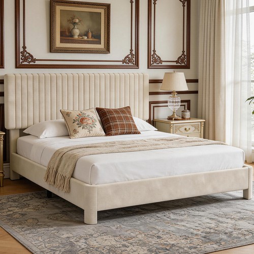 King size upholstered bed - size,