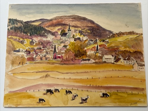 Antique wpa painting landscape - wpa,