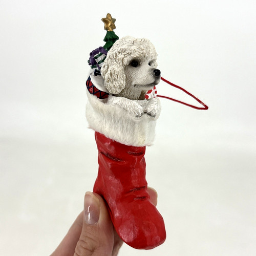 Poodle red santa boot - in,