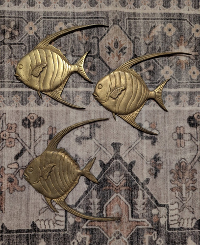 Vtg set brass metal angel - vtg,