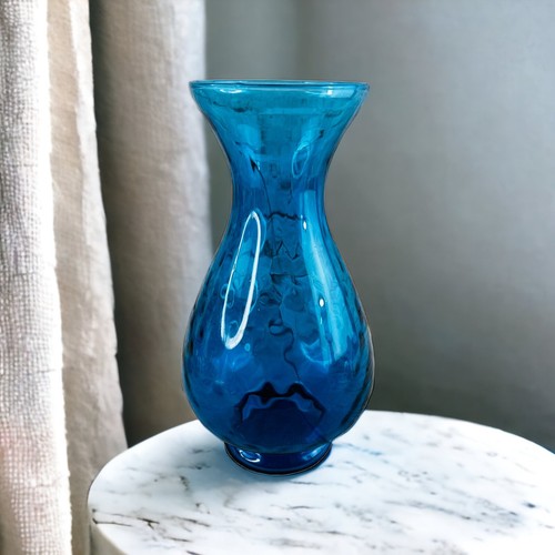 Vtg blue glass vase made - vtg,