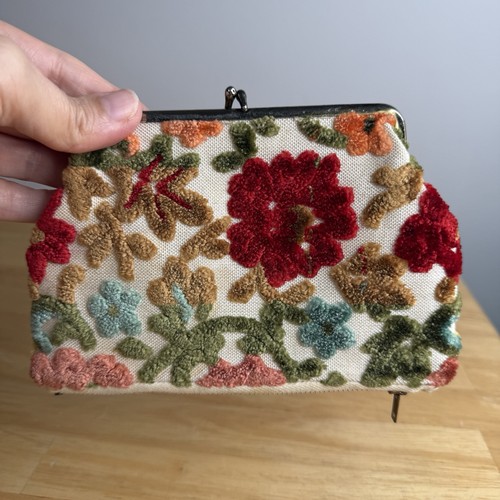 Vtg 1960 floral chenille - vtg,