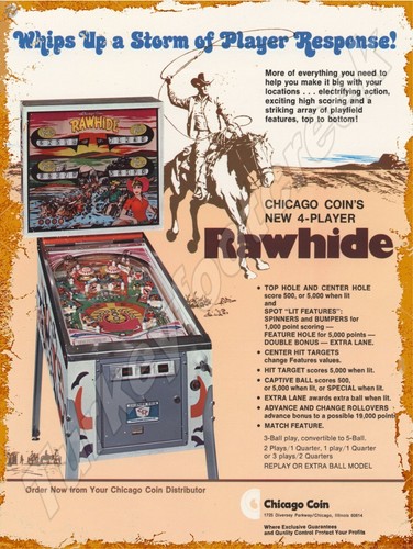 Chicago coin rawhide pinball - coin,
