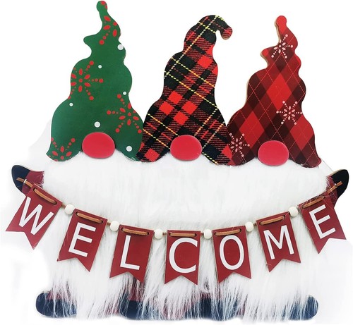 Christmas gnome welcome sign - christmas,