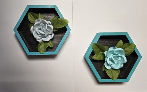 Hexagon teal black floral - teal,