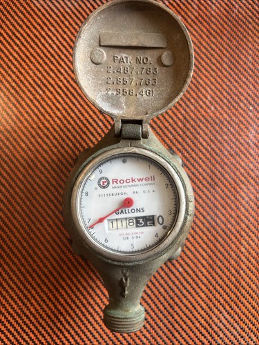 Vtg 60s brass water meter - 50/60s,
