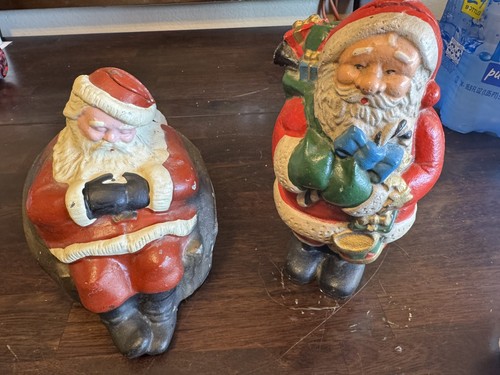 Cast iron santa claus piggy - cast,