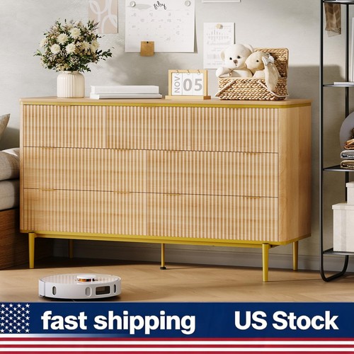 Drawer wood dresser fluted - 7-drawer,