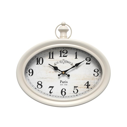 Retro oval wall clock - clock., white